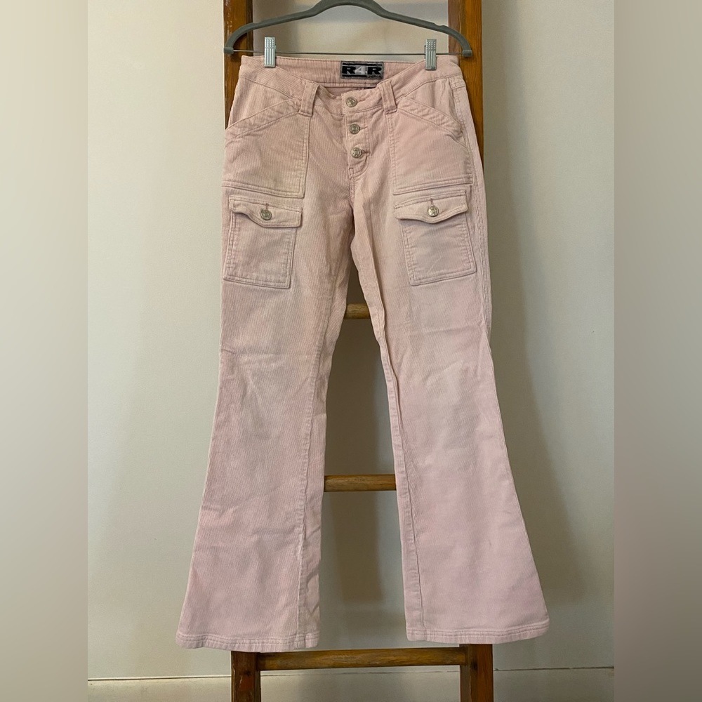2000s baby pink corduroy cargo pants